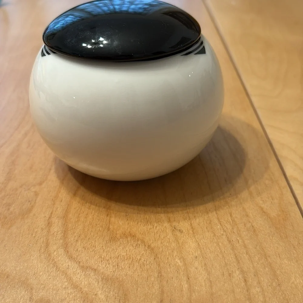 Mikasa white & black sugar bowl.